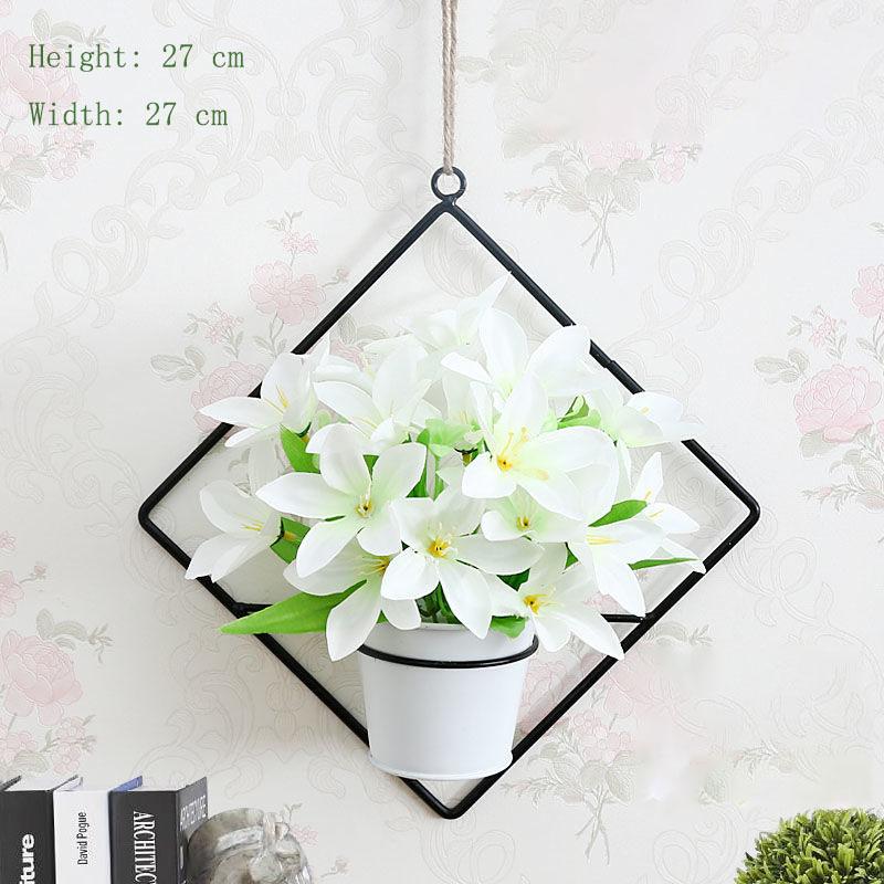Pendant Simulation Plastic Flower Basket Living Room Wall Decoration Floral Potted Plant Home Hanging Wall Hanging Decoration Artificial Flower Wall