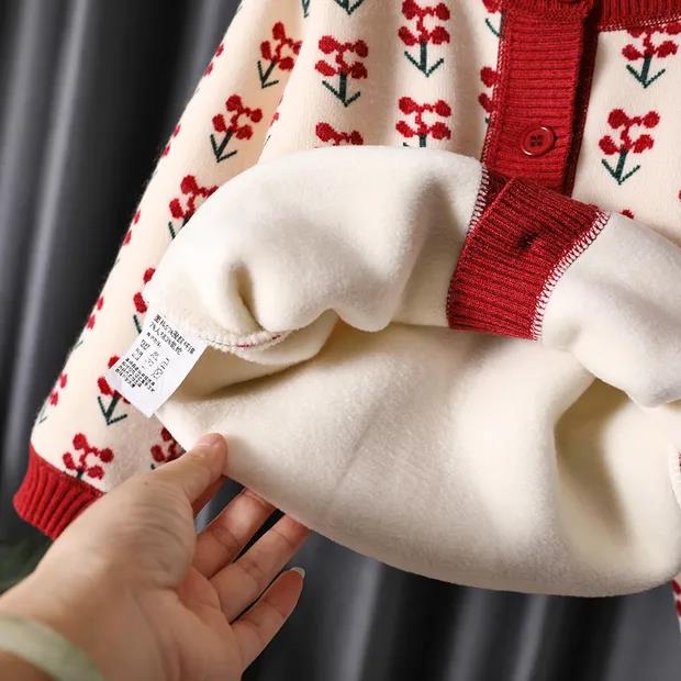 Girls' Baby Sweater Top Foreign Style Retro Elegant Digital Jacquard Knitted Cardigan Coat