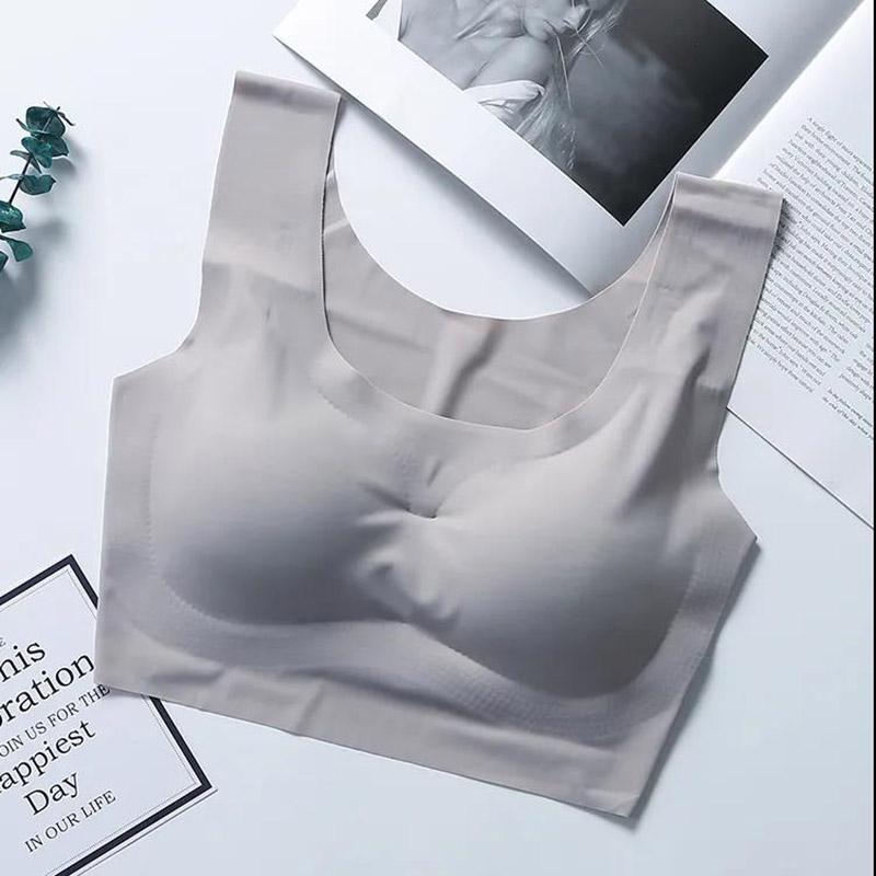 Large Size Seamless Smooth Sports Thin Section Light and Breathable No Steel Ring Gathering Anti-sagging Elastic Skin-friendly Non-slip Bra