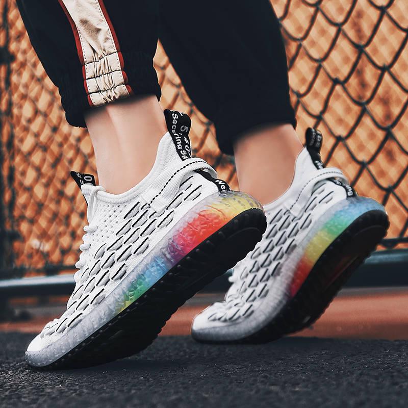 Male Angel Reflective Flying Knit Shoes Men Breathable Casual Sneakers Men Color matching mesh