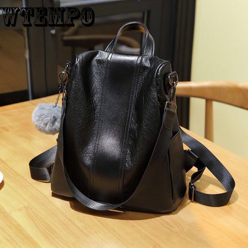 Women Backpack School Bag Pu Leather Backpack Female  Vintage Leisure Travel Backpack for Women