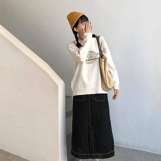 Autumn and Winter Warm and Sweet Sweater Female Students Loose Wild Round Neck Pullover Long Sleeve Sweater Coat