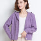 Autumn and Winter Knitted Hoodie Cardigan Short Loose Top Simple Solid Color Female Jacket