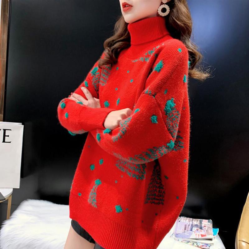 Autumn Winter Turtleneck Sweater Women Casual Loose Long-sleeved Sweater Pullover Fashion Knitted Bottoming Shirt
