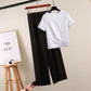 Two-piece Women's Loose T-shirt + Straight Loose Wide-leg Pants Casual Suit Women's Summer Home Wear Casual Sports Suit