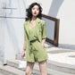 Drape Suit Professional Suit Female Temperament Slim Shorts Three-piece Short-sleeved Suit Jacket + Lining + Wide-leg Shorts Ladies Casual Suit Suit