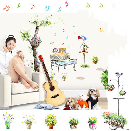Bird Watching Cartoon Theme Children 'S Room Third Generation Removable Wall Sticker