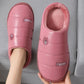 Cotton Slippers Women Winter Indoor Thick-soled Anti-skid Home Couple Models PU Surface Waterproof Warm and Velvet Slippers Men's Slippers