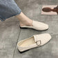Simple Leather Shoes, Women's Versatile Flat-bottomed Work Shoes British Style Two-wear Single Shoes Soft-soled Comfortable Loafers