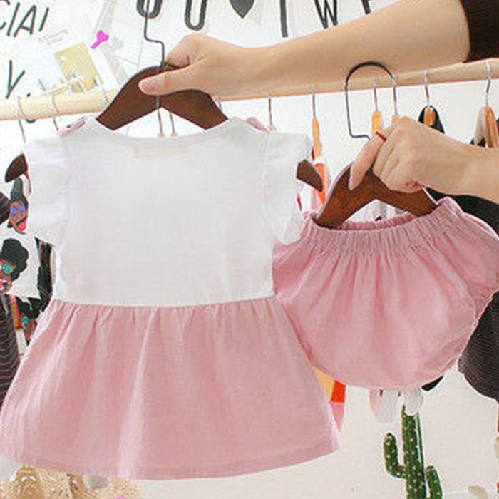 Baby Girl Dress Suit Newborn Toddler Baby Girl Set Sleeveless Cartoon Rabbit Bunny Ear Dress Shorts Baby Girl Clothes ropa bebes