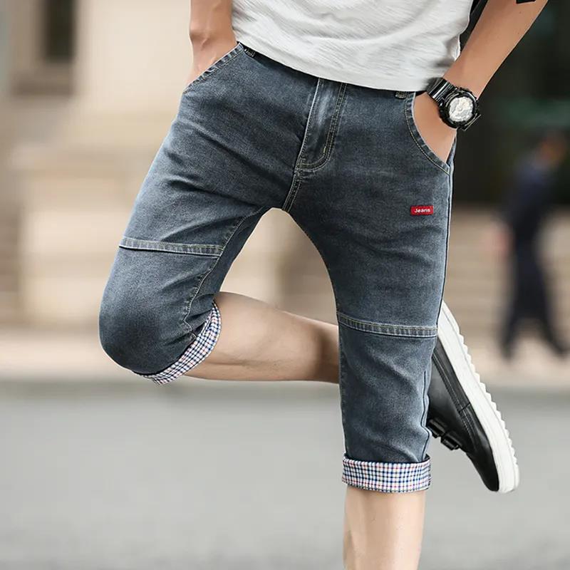 Summer Men's Jeans Cropped Trousers Men's Trend Casual Stretch Denim Shorts