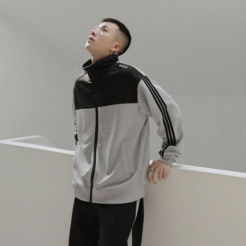 Spring and Autumn Jacket Men's Zipper Men's Thin Coat Loose Large Size Korean Version Long-sleeved Sweater Loose Spring and Autumn Top