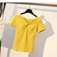 Summer Skirt Two-piece Set Women V-neck Short-sleeve T-shirt Top Korean Irregular Midi Floral Pleated Skirt Two-piece Suit Plus Size