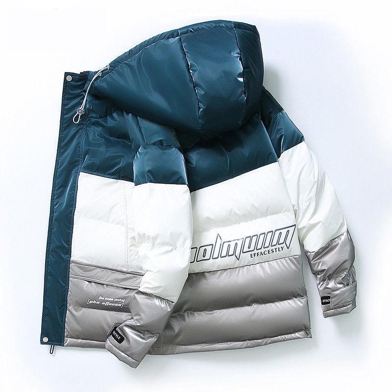 Winter Fashion Trend Down Jacket Men's Student Warm Thick White Duck Down Hooded Jacket