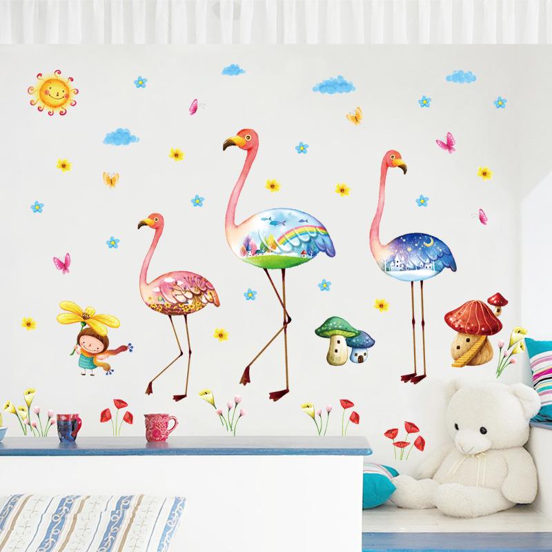 Cartoon animal wall stickers kindergarten bedroom background decorative painting PVC wall stickers