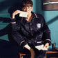 Coral Fleece Pajamas Men's Autumn and Winter Thickening Plus Fleece Young and Middle-aged Long-sleeved Cardigan Home Service Suit