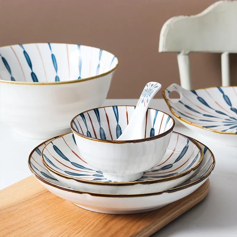 Tableware Bowl Plate Underglaze Ceramic Bowl Household Creative Rice Bowl Soup Bowl Noodle Bowl Disc