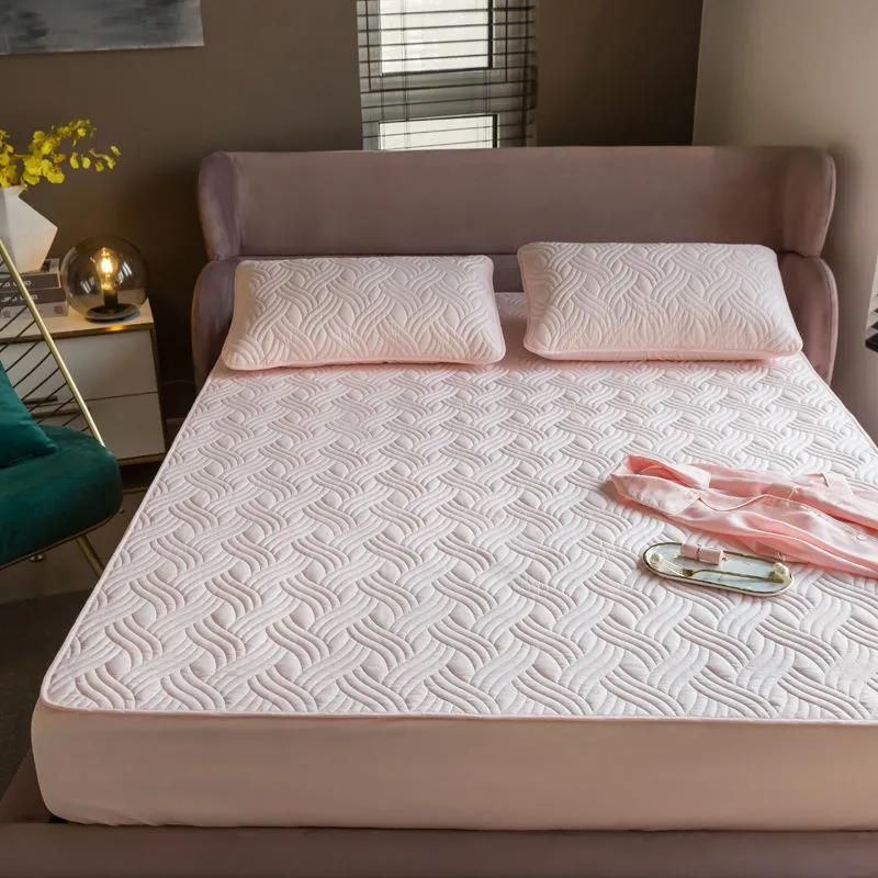 Cotton Bed Sheet One-piece Bedspread Quilted Mattress Protection Cover Non-slip Fixed All-inclusive Dust Cover Cover