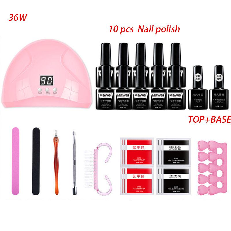 Nail Tools Set UV LED Lamp Dryer Machine Gel Nail Polish Set Kit Soak Off Gel Varnish Nail Art Set