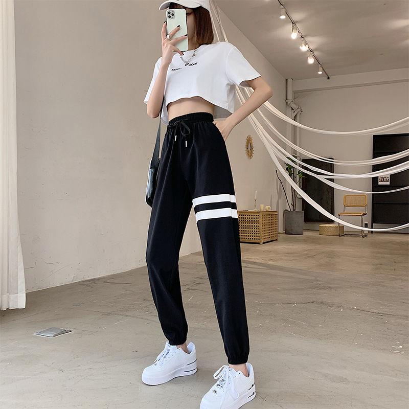 Casual Ice Silk Sweatpants Gray Drawstring Pants Women's Thin Stretch Loose Summer Thin Fashion Quick-drying Pants