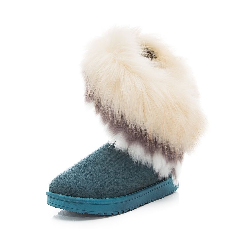 Plush Women's Shoes Winter Snow Boots Cotton Shoes Plus Velvet Flat-bottomed Middle Tube Warm Shoes Winter Boots
