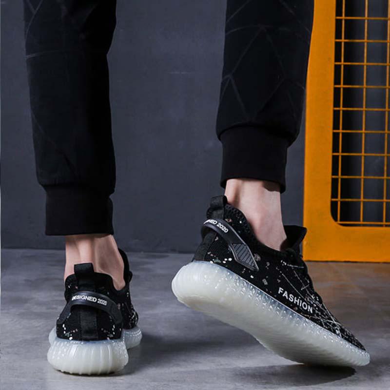 Plus Size 39-44 Men Flying Woven Mesh Sneakers Comfortable Breathable Running Basketball Shoes Students Shockproof Non-slip Gypsophila Shoes