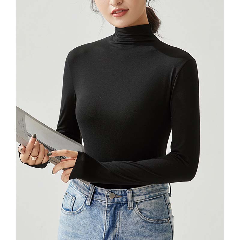 Spring New Women's Half Turtleneck Bottoming Shirt with A Slim Plus Size Top