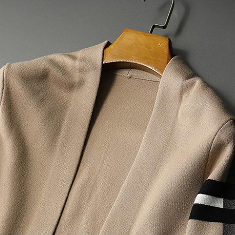 Autumn Men's Knitted Cardigan Trend Stitching Autumn Thin Sweater Coat Clothes