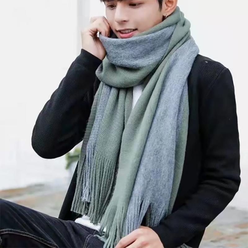 Men's Scarf Autumn and Winter Korean Warmth Birthday Gift Knitted Wool Thicked Men's Scarves