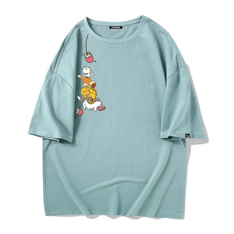 Men's Short-sleeved T-shirt Pure Cotton New Loose Trend Couple Student Shirt