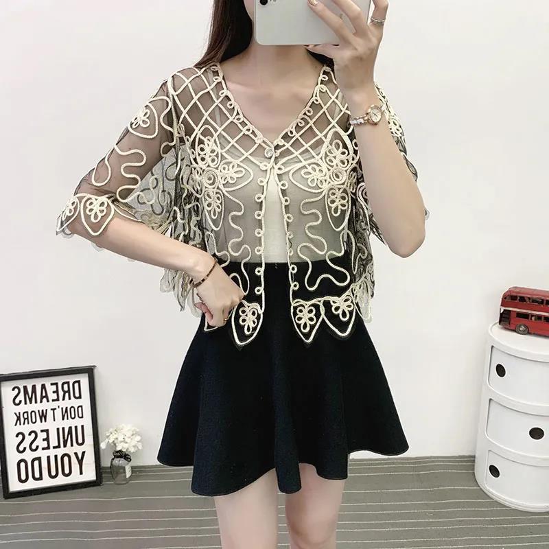 Irregular Summer Short Coat Cardigan Women Solid Color Sun Protection Thin Air Conditioning Shawl
