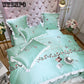 Lace Bedclothes Bed Skirt Cotton White Duvet Cover Sets Pillowcase Bedlinen Pure Cotton Satin