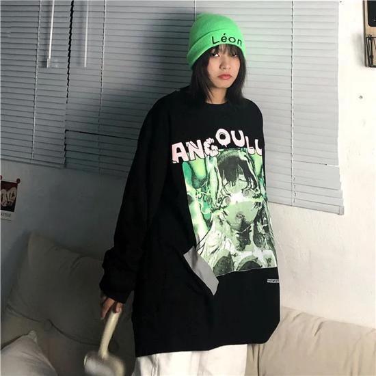Streetwear Hip Hop Loose Women Hoodies Punk Vintage Femme Clothes Gothic Casual Oversize Kpop Hoody Long Sleeve Sweatshirts
