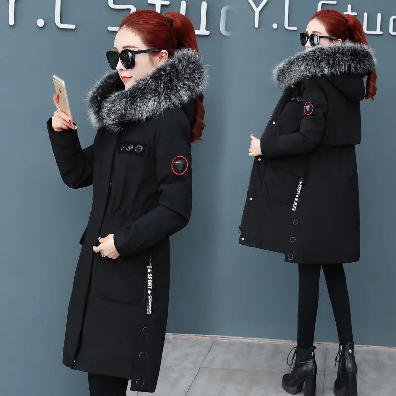 Winter Down Jacket with Hooded Faux Fur Collar Warm and Windproof Jacket Oversized Down Jacket with Cotton Padded Parka