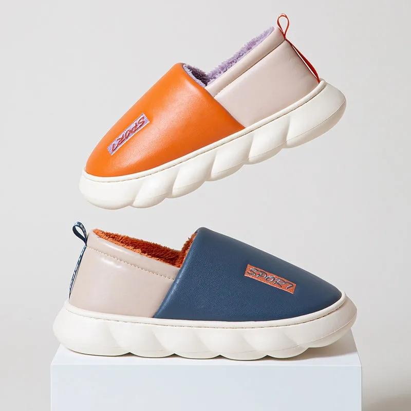Winter Waterproof All-inclusive Heel Cotton Slippers Ladies Thick-soled Non-slip Home Household Cold-proof Warm and Velvet Cotton Shoes Men