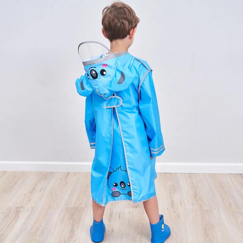 Kid Rain Coat Kawaii Cartoon Printed Raincoat Reflective Stripe Hooded Waterproof Clothes Boy Girl Windbreaker Windproof Rainweaer