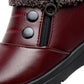 Women's Autumn and Winter Soft Leather Soft Soled Cotton Shoes Large Size Solid Color Snow Boots Casual Flat Bottomed Short Boots