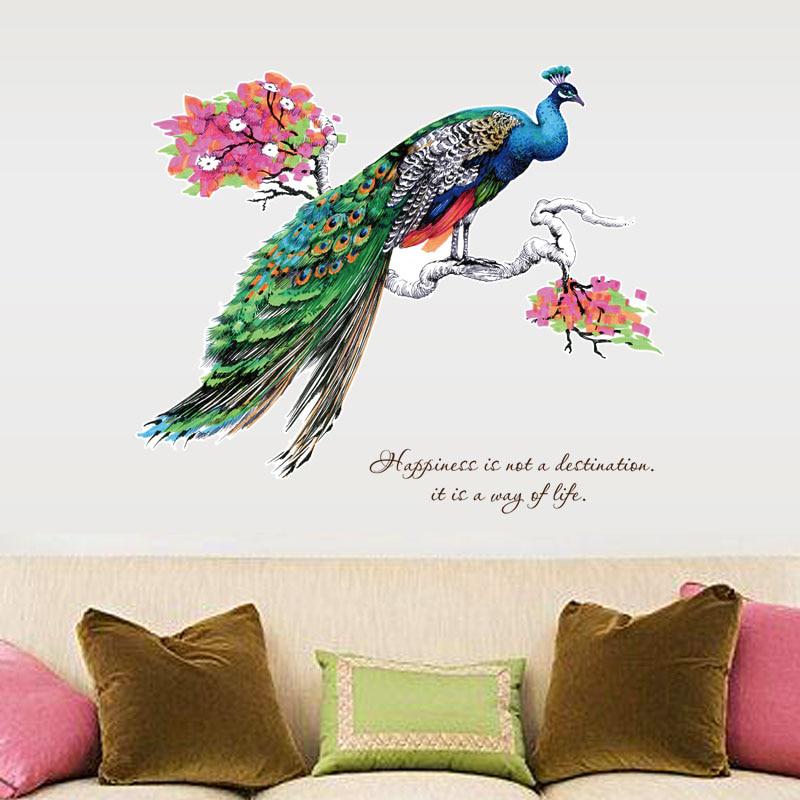 [Wall sticker ]Peacock On The Branches Animals Wall Stickers Home Decor Living Room Bedroom Wall Art