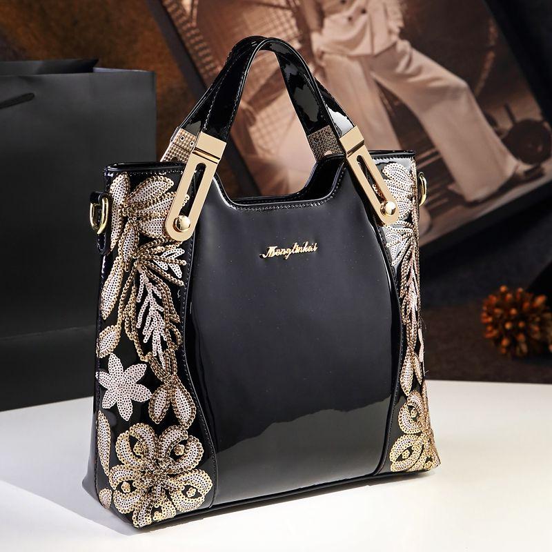 Patent Leather Shoulder Bag Female Evening Party Bag Handbag  Women Sequined Crossbody Tote