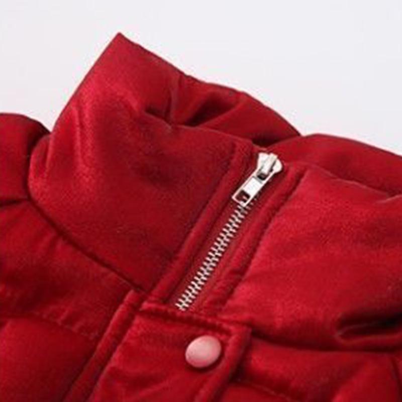 Girls' Cotton-padded Clothes Winter Children's Clothes Foreign Style Beautiful Red Girls' Down Jackets Plus Velvet Thickening Children Jackets