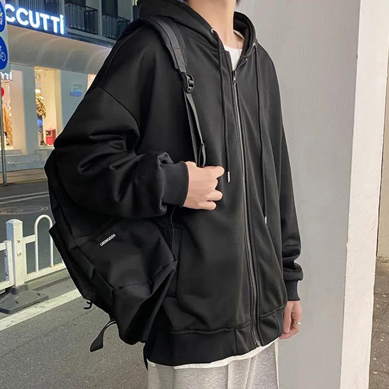 Spring Hong Kong Style Thin Sweater Men's Hooded Cardigan Casual Loose Sports Lazy Wind Korean Style Coat