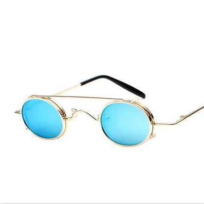 WTEMPO 2019 New Style Metal Steampunk Sunglasses Women Men Retro Removable lightweight Oval Sun Glas