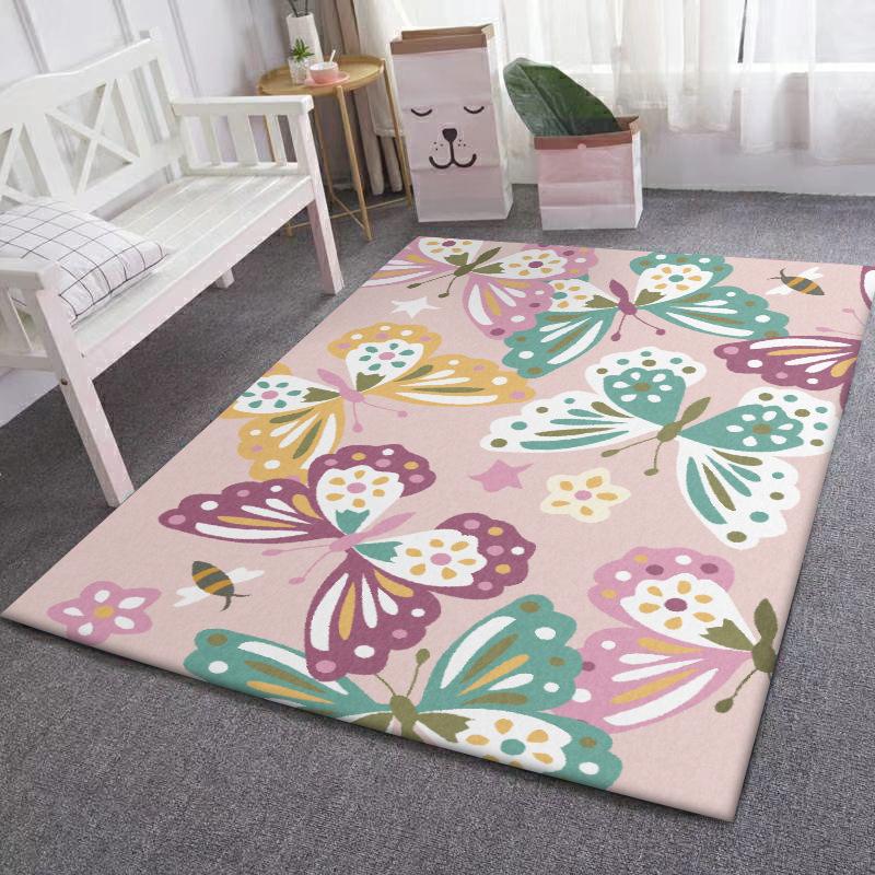 Fashion Modern Carpet Cute Butterfly Sweet Princess Room Bedroom Carpet Living Room Bedside Carpet Doormat