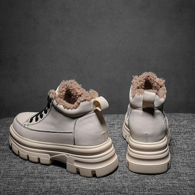 Plus Velvet High-top Shoes Women's Winter Wild Snow Boots Thick-soled Inner Increase Leisure Warm Cotton Shoes