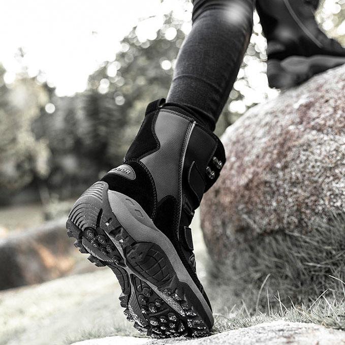 Warm Snow Boots Women's Winter Plush Thickened Leather Middle-top Boots Waterproof Anti-skid Outdoor Ski Cotton Shoes