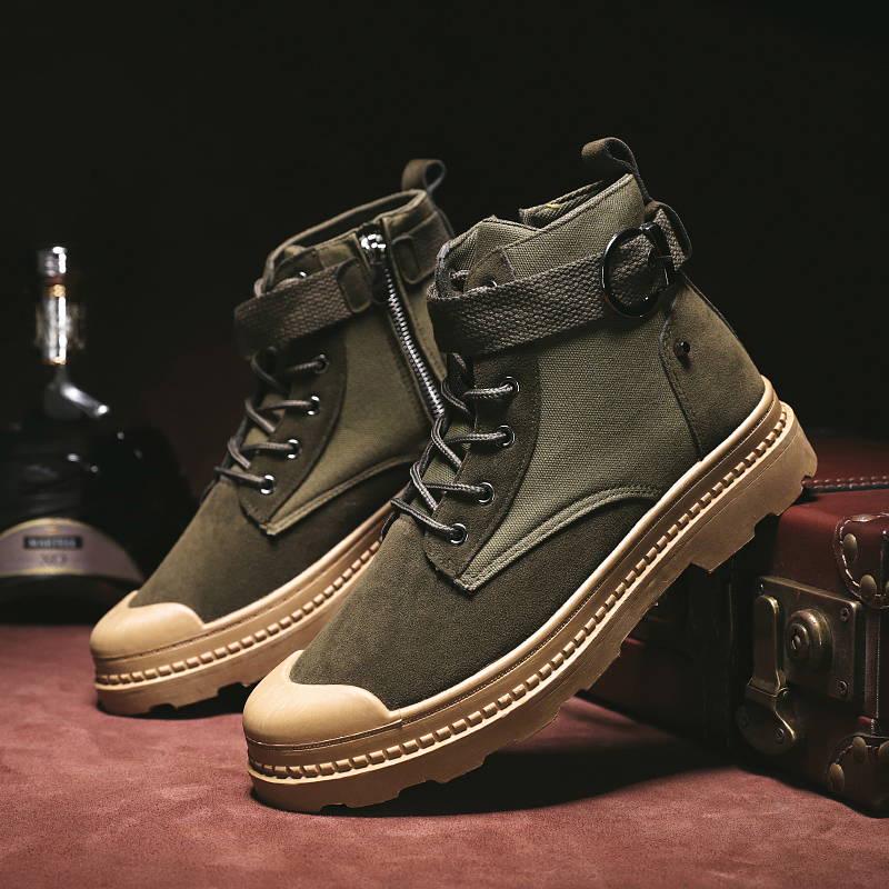 Men Fashion Winter Warm Retro Martin Short Boots Round Toe Outdoor Shoes Ankle Strap