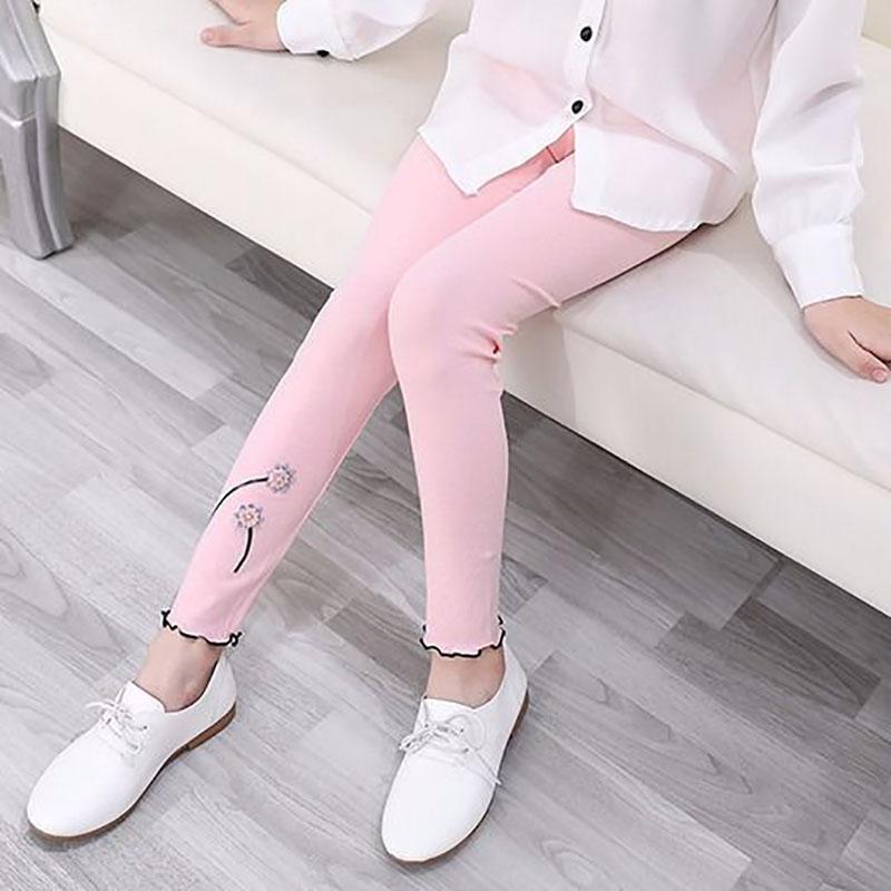 Girls Spring and Autumn Ruffled Leggings Korean Children's Trousers Slim Stretch Pants Casual Pants