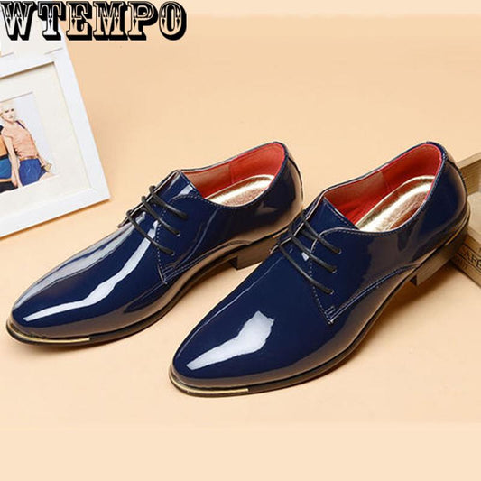 Business casual shoes, patent leather shoes, large size, pointed shoes, males,increased British wind