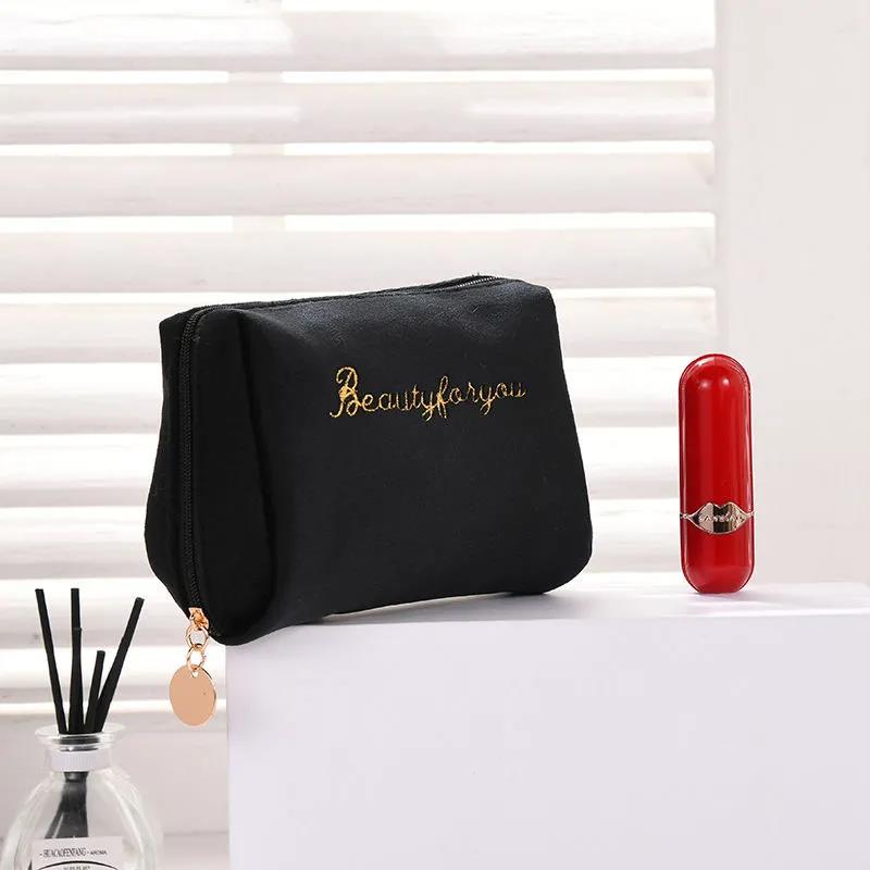 Velvet Make Up Organizer Soft Girl Lipstick Bag Women Travel Cosmetic Bag Beautician Beauty Case Makeup Bag