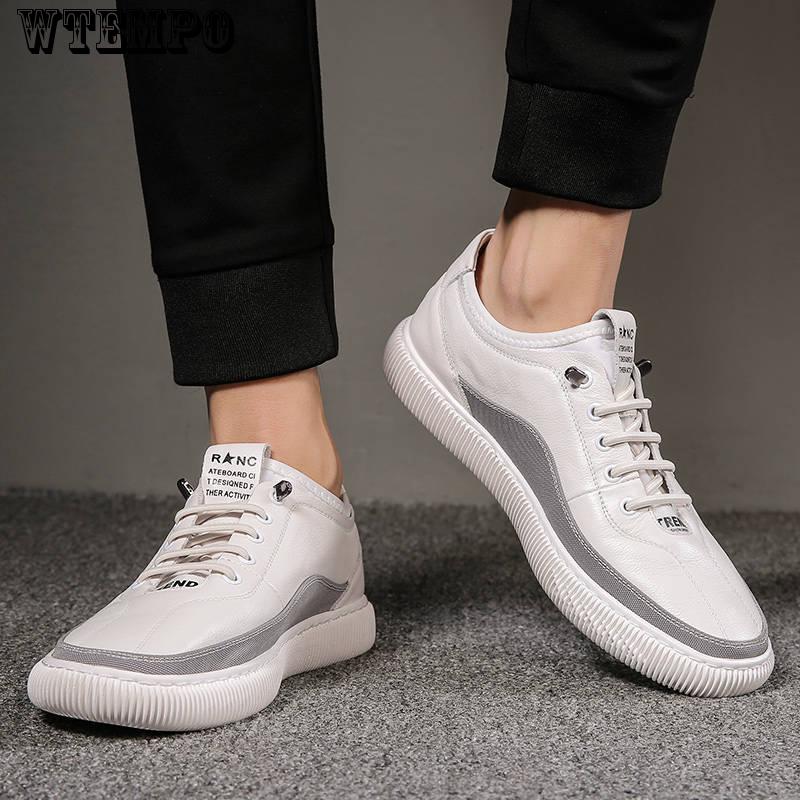 Men's Leather Casual Shoes Fashion Breathable Sports Shoes Fashion Flat Shoes Comfortable Breathable Running Shoes
